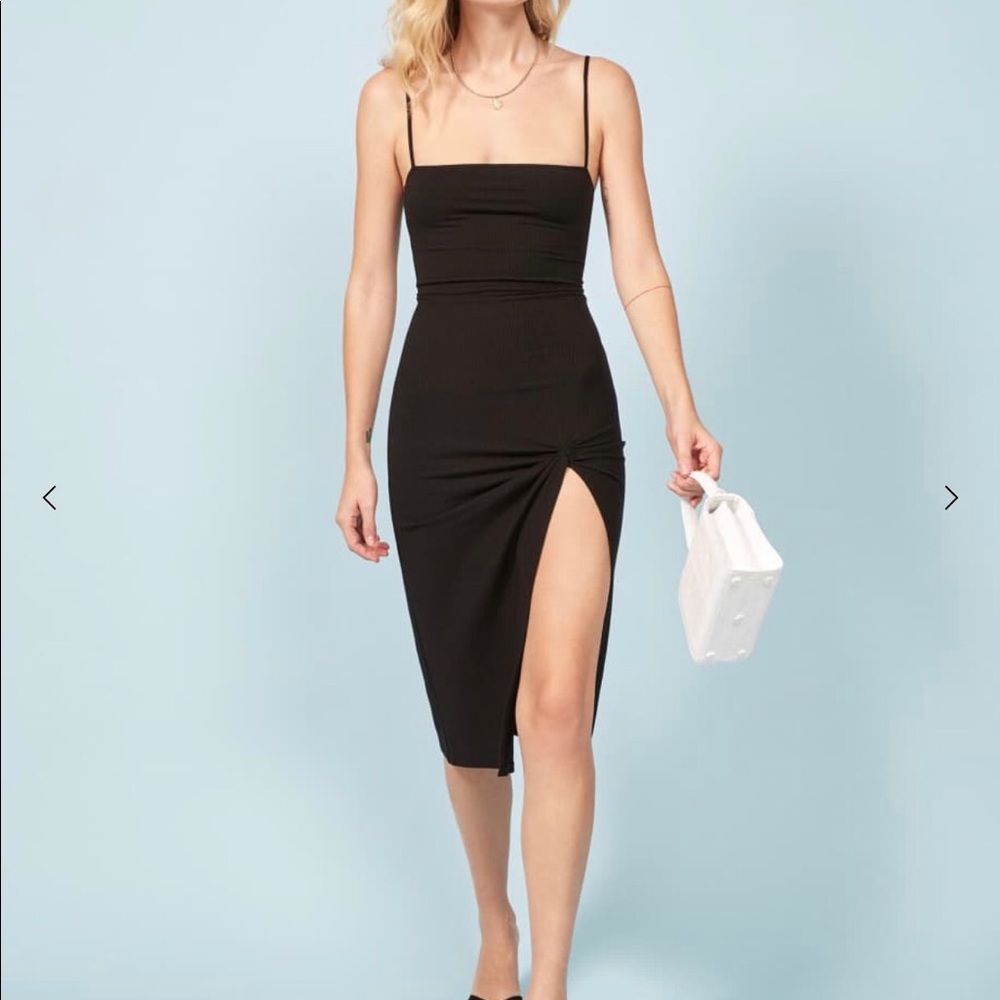 Reformation Black Midi Dress